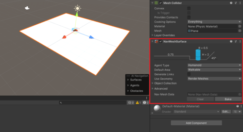 【Unity】NavMeshを使ってキャラクターを自動で移動させる | ばに日記